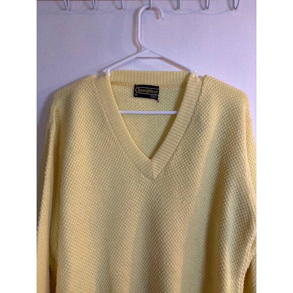 Sears Vintage Golf Sweater (Large)‎ yellow vintage sweater - Picture 2 of 7